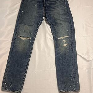 Levi's Blue Slim Straight Jeans with Knee Distressing